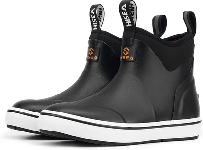 HISEA Kids Easy-On Rain Boots for Boys and Girls, Warm Waterproof Insulated Deck Boots Non-Slip Rubber Ankle Boots