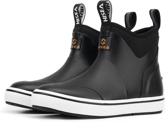 HISEA Kids Easy-On Rain Boots for Boys and Girls, Warm Waterproof Insulated Deck Boots Non-Slip Rubber Ankle Boots