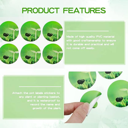 100pcs Seed Pot Labels Stickers, Round Peel and Stick Hydroponic Tags Garden Label Plant Grow Basket Label for Mark Plants and Understand Plant Growth
