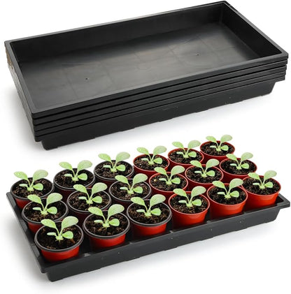 1020 Nursery Pot Trays 5 Pack, Plastic Flat Seed Starter Tray, Reusable Seedling Starting Tray for Holding and Carrying Plant Pots (Black)