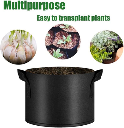 5-Packs 5 Gallon Plant Grow Bags, Heavy Duty Thickened Nonwoven Fabric Pots with Handles,Garden Grow Bags, Heavy Duty Gardening Planter bag for Vegetables Flowers Fruits, Black,Set of 5 (5gallon)