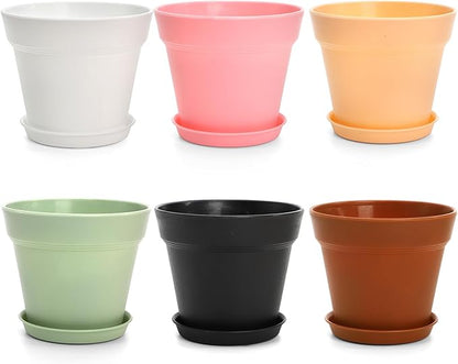 Frcctre 30 Pack 4 Inch Plastic Planter Pots, Small Flower Pots Seedlings Nursery Pots with Drainage Hole and Saucers for Indoor Outdoor Plants Flowers Herbs Succulents, 6 Colors