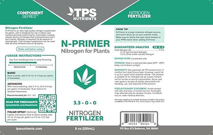 TPS NUTRIENTS N-Primer Nitrogen Supplement for Fast Vegetative Growth, Promotes Dark Green Leaves 8 oz (250mL)