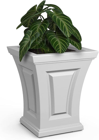 Mayne Cambridge 18in Tall Planter - White - 15.4in L x 15.4in W x 18in H - Polyethylene - Built-in Water Reservoir (4870-W)