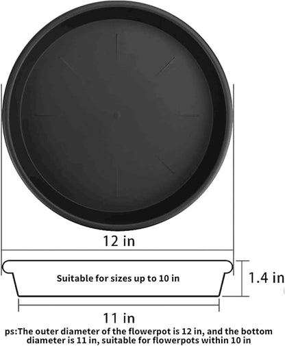 Lechay Black Plant Saucer for Indoors,3 Pack 12inch Plastic Flower Plant Pot Saucer, Plastic Plant Saucer Drip Trays for Indoor and Outdoor Plants(3)