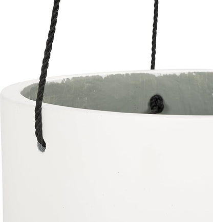 SAFAVIEH Outdoor Collection Rancer White Concrete Ficonstone Hanging Planter Pot