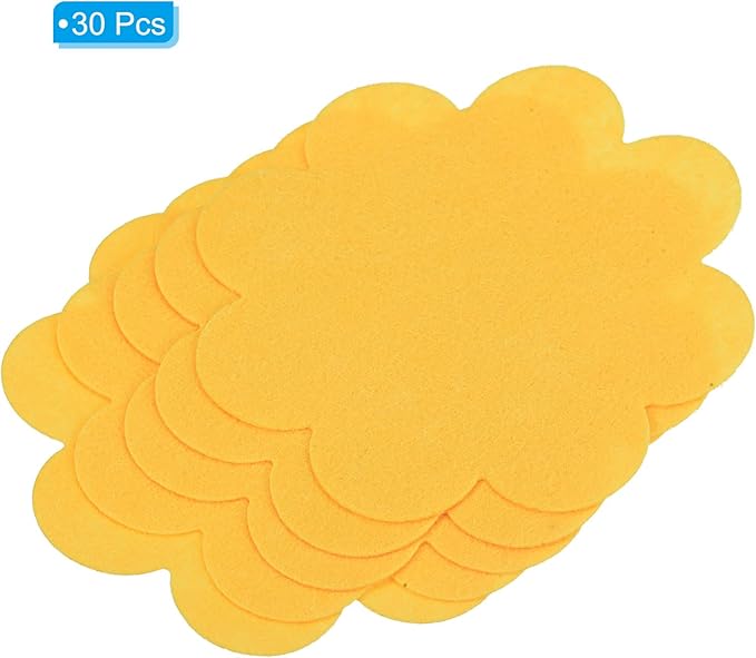 PATIKIL 5 Inch Plant Pot Hole Pad, 30 Pack Non-Woven Fabric Flower Shape Bonsai Bottom Soil Mat, Yellow