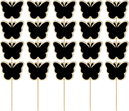 ARTIBETTER Mini Chalkboard Toppers 20 Pcs Butterfly Garden Plant Labels Creative Message Board Signs for Wedding Party Floral Decorations 6.85X3.14 Inches