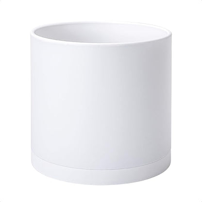 D'vine Dev 12 Inch Plastic Planter Pots for Plant Pot with Drainage Hole and Seamless Saucers, White Color, 74-X-A-3