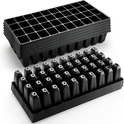 10 Pack 40 Cell Seed Starter Trays - Extra Deep 3.9" Plastic Nursery Trays, 20" x 10"，Fits Standard 1020 Flats, for Planting Seedlings, Propagation, Seed Germination and 1020 Flats Inserts