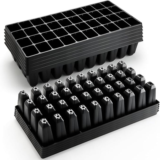 10 Pack 40 Cell Seed Starter Trays - Extra Deep 3.9" Plastic Nursery Trays, 20" x 10"，Fits Standard 1020 Flats, for Planting Seedlings, Propagation, Seed Germination and 1020 Flats Inserts