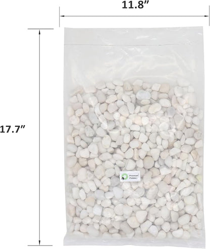 Rocks for Plants. White Lightly Polished Decorative Pebbles. 0.5 to 1 Inch 18 lbs. for Garden, Landscaping, Indoor, Vase fillers, Crafting, Succulents, pots, Plants