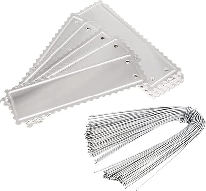 100 Pieces Aluminum Plant Label Tree Tags Flower Pot Waterproof Marker with Metal Wires for Indoor Outdoor Gardening Nursery, Greenhouses (Small, Wavy Edge)