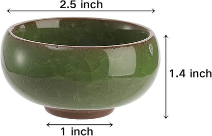 TOPZEA 16 Pack Mini Succulent Planter Pot, 2.5 Inch Ceramic Ice Crack Cactus Seed Starter Pots Micro Landscape Planter with Drainage Hole & Bamboo Tray for Moss Plant, Baby Succulent, Herb