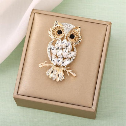 Rhinestone Owl Brooch Pin for Women Cute Big Cartoon Cat Eye Stone Owl Bird Brooch Unique Double Owl Brooch Pin Clothes Bag Hat Dress Jewelry