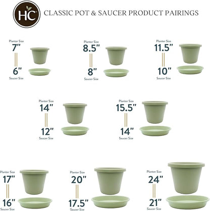 14 inch Round Classic Planter - Plastic Plant Pot for Indoor Outdoor Plants Flowers Herbs, Seafoam