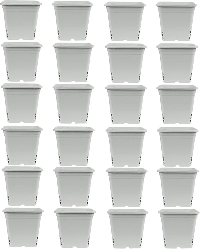 SUNPACK Square Tall Nursery Pot, White, 12" (Pack of 24) - Features Drainage Holes for Excess Water, Perfect for Greenhouse or Outdoor Growing - Durable, UV Resistant Plastic