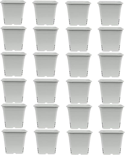 SUNPACK Square Tall Nursery Pot, White, 12" (Pack of 24) - Features Drainage Holes for Excess Water, Perfect for Greenhouse or Outdoor Growing - Durable, UV Resistant Plastic
