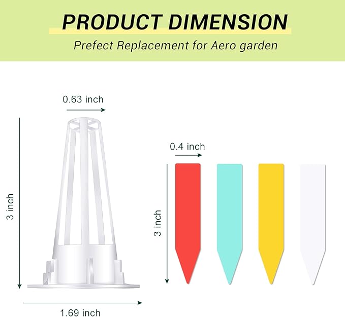 YBB 50PCS Grow Baskets, Hydroponic Seed Starter Pods Baskets Replacement Compatible with Aerogarden Hydroponic Growing System with 60 Pcs Plant Labels