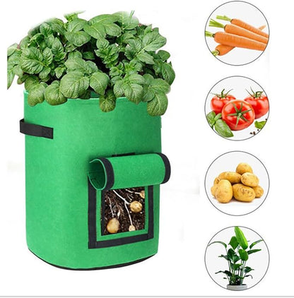 Ulalaza 5PCS Potato Grow Bags with Flap Plant Grow Bags Fabric Multi Ribbon Potato Bag Tomato Vegetable Growth Non-Woven Felt Planting Bag Transparent