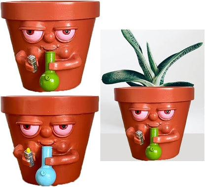 Pure Compression 2 Pack Extra Large Smoking Planter Pot for Succulents - Cool Plant Pots Stoner Gifts for Men - Fun Garden Succulent Pot