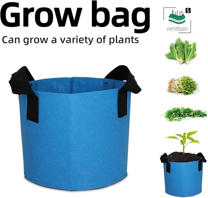 Grow Bags,Growing Pot Bags Garden Grow Bag Indoor Outdoor Fabric Aeration Plant Pot Container Flower Vegetable Pouch (Sky Blue,5 Gallon)