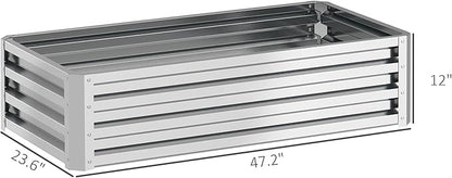 Outsunny Galvanized Raised Garden Bed, 4' x 2' x 1' Metal Planter Box, for Growing Vegetables, Flowers, Herbs, Succulents, Silver