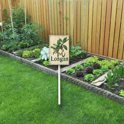 Uptell Vintage Aluminum Longan Fruit Signs Yard Sign with Stake for Garden Fruit Garden Label Stakes Plant Markers for Outdoor Plants Waterproof 8x12 inch