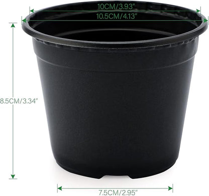 KINGLAKE 100 Pcs 4" Plastic Plants Pots Black