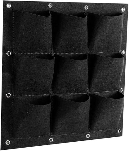Plant Pocket, 9 Pocket Vertical Greening Hanging Wall Garden Grow Plant Bags Planter, Great for Growing Herbs, Flowers and Vegetables at Window(Black)