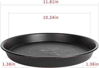 12 Inch Round Plastic Classic Plant Saucer, 6 Pack Plant Saucer Tray, Plastic Plant Trays for Pots, Extra-Deep Plant Water Dray Tray, 12",Black