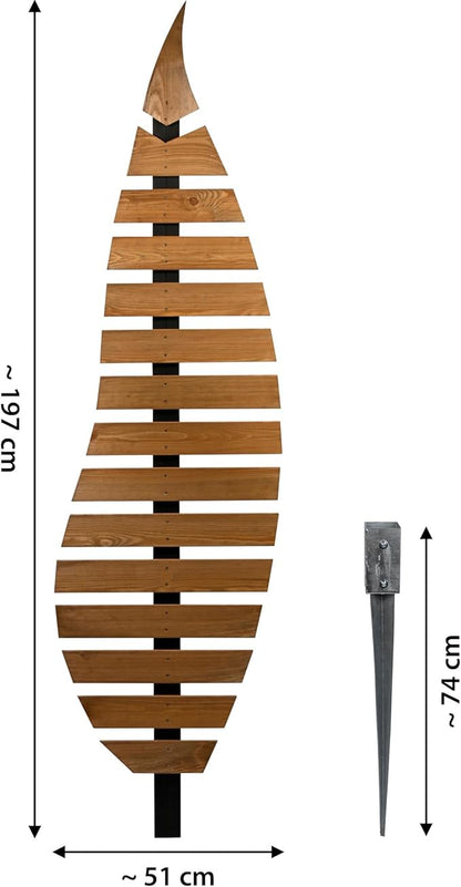 dobar® Green Label Abstractus Trellis in Leaf Shape Two-Tone Wooden - Standing Trellis with Stake for Garden - Plant Support for Climbing Plants