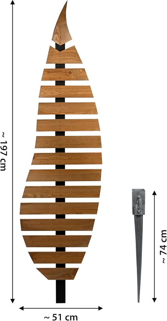 dobar® Green Label Abstractus Trellis in Leaf Shape Two-Tone Wooden - Standing Trellis with Stake for Garden - Plant Support for Climbing Plants