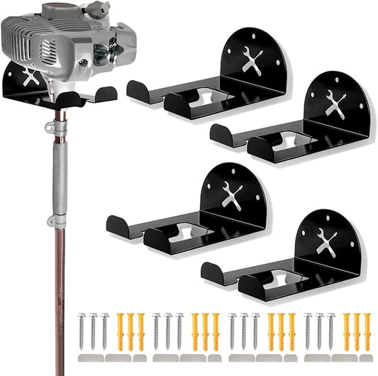 Upgraded Trimmer Rack Wall Mount - 8" Heavy Duty Weed Eater Hanger for Garage Wall Bracket, Garden Power Tool Holder Organizer Hooks for Grass Trimmer, Hedge Trimmer, Leaf Blower and Chainsaw, Black4