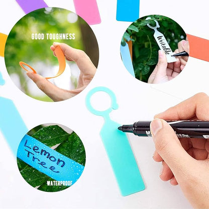 MHY 200 Pcs Thick Plastic Labels - Waterproof Garden Plant Tags - 4.3 inch Color Hanging Markers for Potted Plants, Nurseries, Trees, Gardening (Orange)