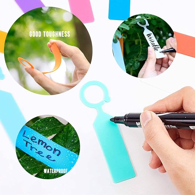 MHY 400 Pcs Thick Plastic Plant Labels - Garden Waterproof Plant Tree Tags - 4.3 inch Color Hanging Plant Markers for Plants, Potted Plants, Nurseries, Trees，Gardening（Purple）