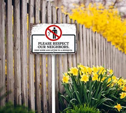 8 x 12 inch Please Respect Our Neighbors Keep Noise And Litter To A Minimum Yard Sign Stakes Outdoor Lawn Yard Signs