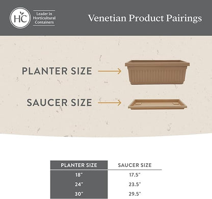 The HC Companies Venetian Rectangular Plant Tray - Lightweight Plastic Plant Saucer - Plant Drip Trays for Drainage - UV Resistant Pot Saucer for Indoor & Outdoor Use (29.5" Black, Pack of 1)