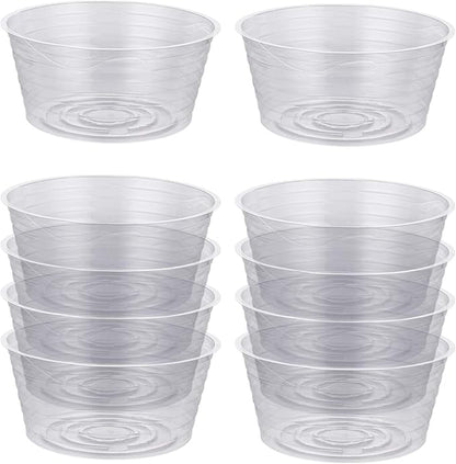 Idyllize 10 Pieces of 10 Inch Clear Thin Deep Plastic Plant Saucer Drip Tray for Pots (10'')