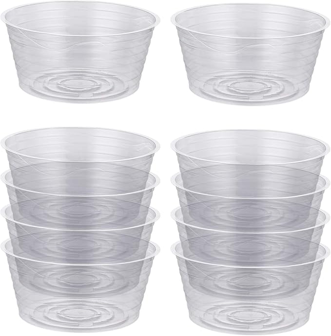 Idyllize 10 Pieces of 12 Inch Clear Thin Deep Plastic Plant Saucer Drip Tray for Pots (12'')