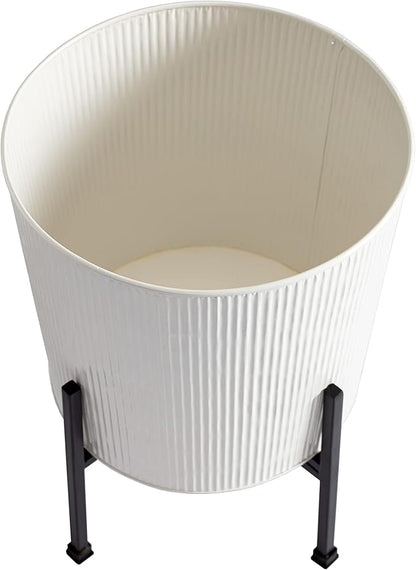 Metal Planters with Stand - Set of 2, White (PL-WHT-SET-3003)
