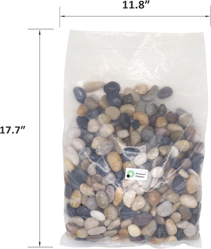 Rocks for Plants. Mixed Color Polished Decorative Pebbles. 0.5 to 1 Inch 18 lbs. for Garden, Landscaping, Indoor, Vase fillers, Crafting, Succulents, pots, Plants