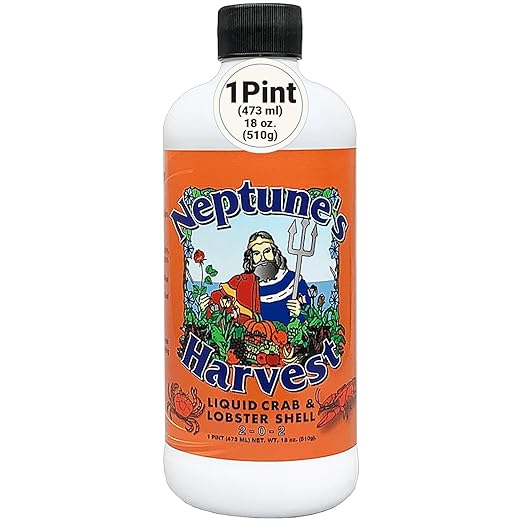 Neptune’s Harvest Organic Crab & Lobster Shell Multi-Purpose Liquid Fertilizer (2-0-2) - 18oz Pint - Rich in Nutrients Soil Fertilizer - Plant Food for Lawns, Gardens, and Vegetables