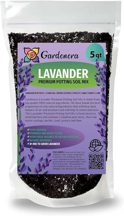 Gardenera Lavender Potting Soil - Support The Resilience and Growth of Your Plants - 5 QUARTS