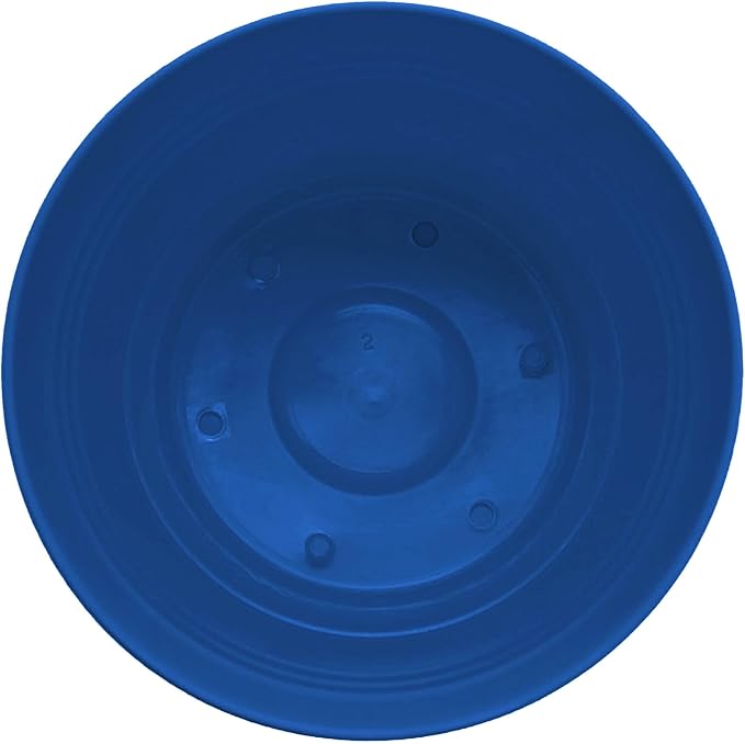 Bloem Saturn 7" Classic Blue Round Resin Planter Pot with Snap-in Saucer for Indoor and Outdoor Gardening
