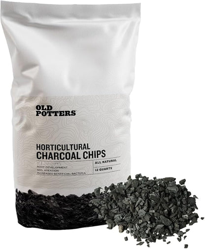 Old Potters Premium Horticultural Charcoal Chips, Natural Soil Amendment for Areation and Healthy Microbe and Plant Growth. (12 Quarts)