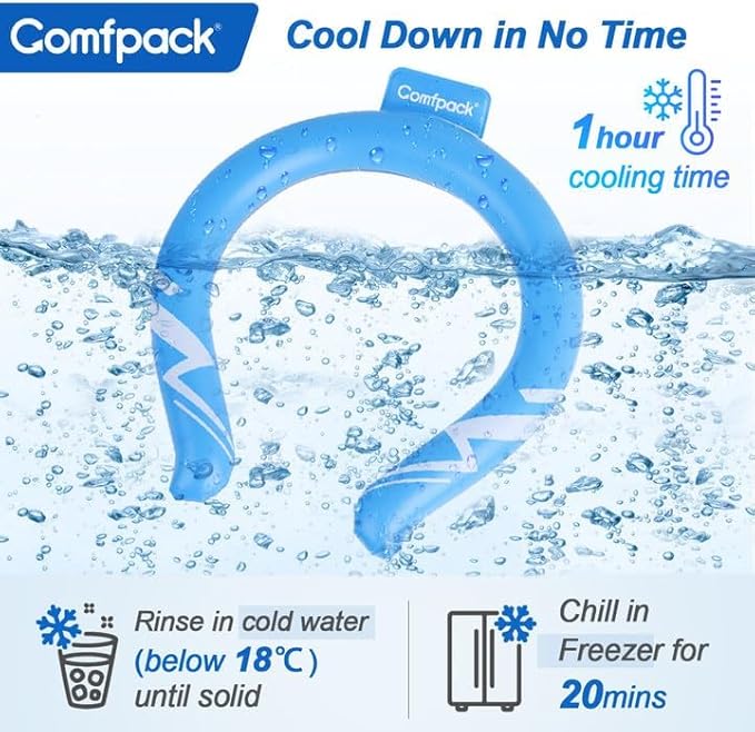 2PCS Neck Cooling Tube, Reusable Neck Ice Ring Wearable Body Cooler for Hot Weather Hands Free Cold Pack for Outdoor Sports, Workers, Relief for Hot Flashes