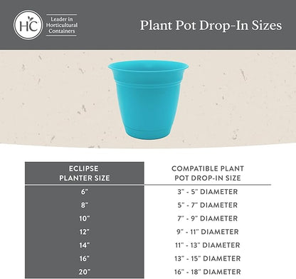 The HC Companies Eclipse Round Planter with Saucer - Outdoor & Indoor Plant Pot with Drainage Holes - Lightweight, UV-Resistant Plastic Pots for Plants, Flowers & Herbs (8" Red, Pack of 1)