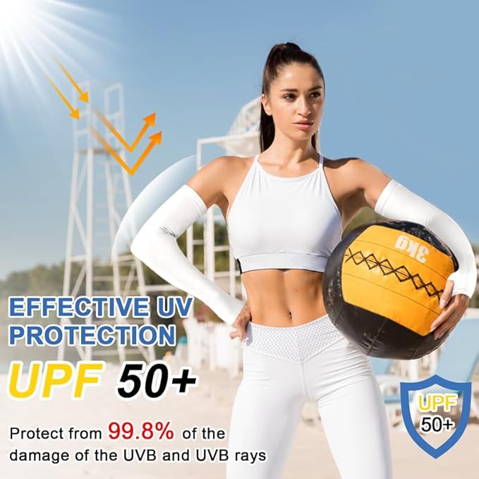 beister 3/6 Pairs UV Cooling Arm Sleeves Sun Protection Unisex for Sports, Cycling, Golf, Running