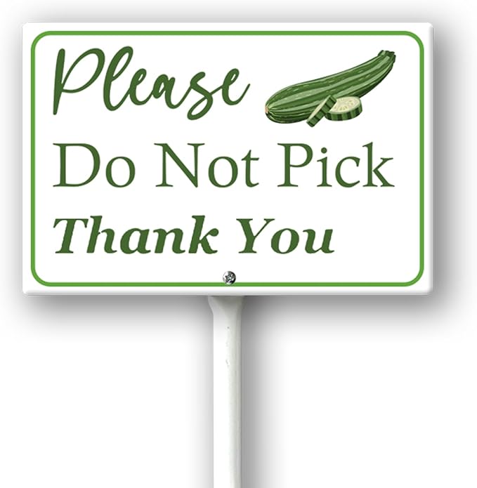 Boylee (8X12) IN Please Do Not Pick Zucchini Thank You Yard Sign With Stake Rustproof Aluminum Fruit Vegetable Signs Stand for Home Orchard Garden Outdoor Decoration